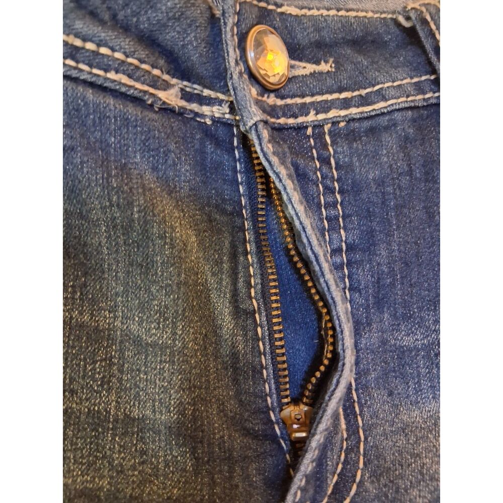 Cato Contemporary Distressed Jeans 14P Petite Lace Embroidered Pocket Dark Wash - Picture 10 of 16